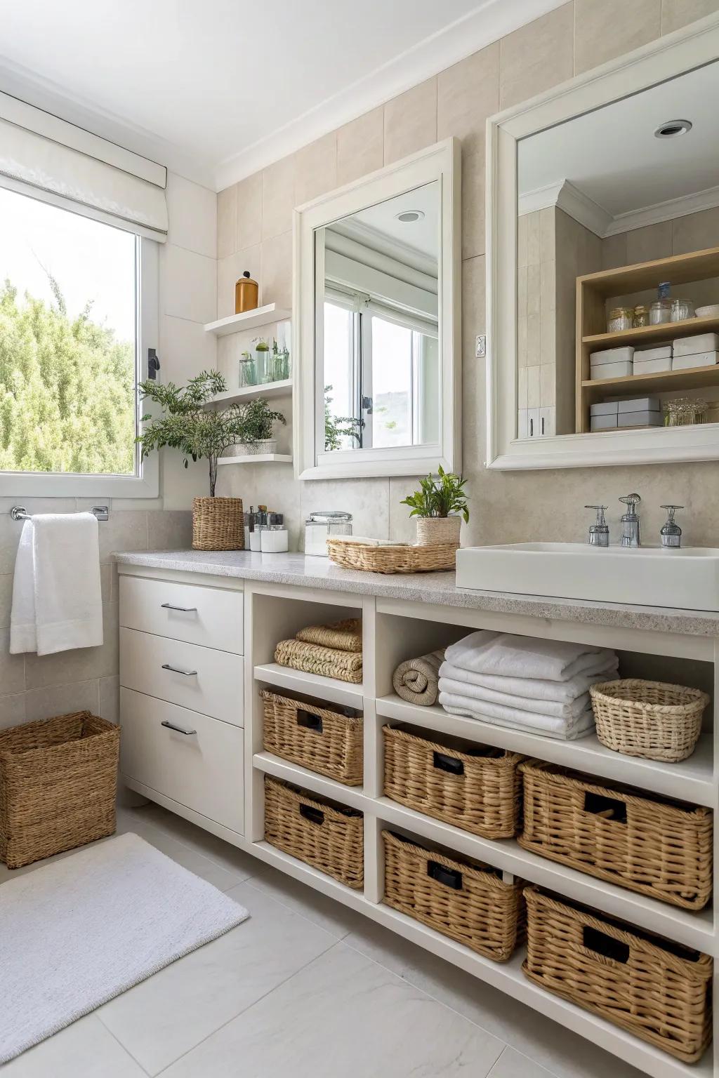 Personalized storage solutions are key to maintaining a neat and stylish bathroom.