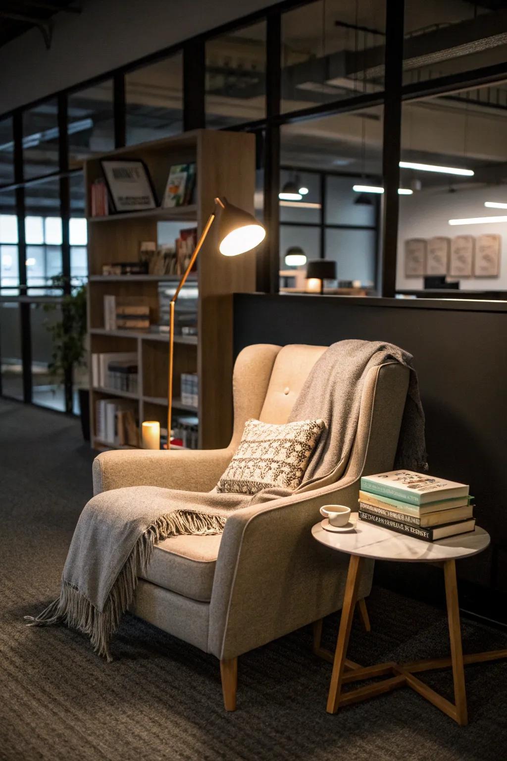 A comfortable recess furnishes a perfect retreat.