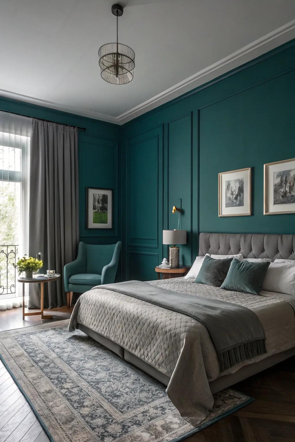 Teal and silvered offer a sophisticated, calming palette.