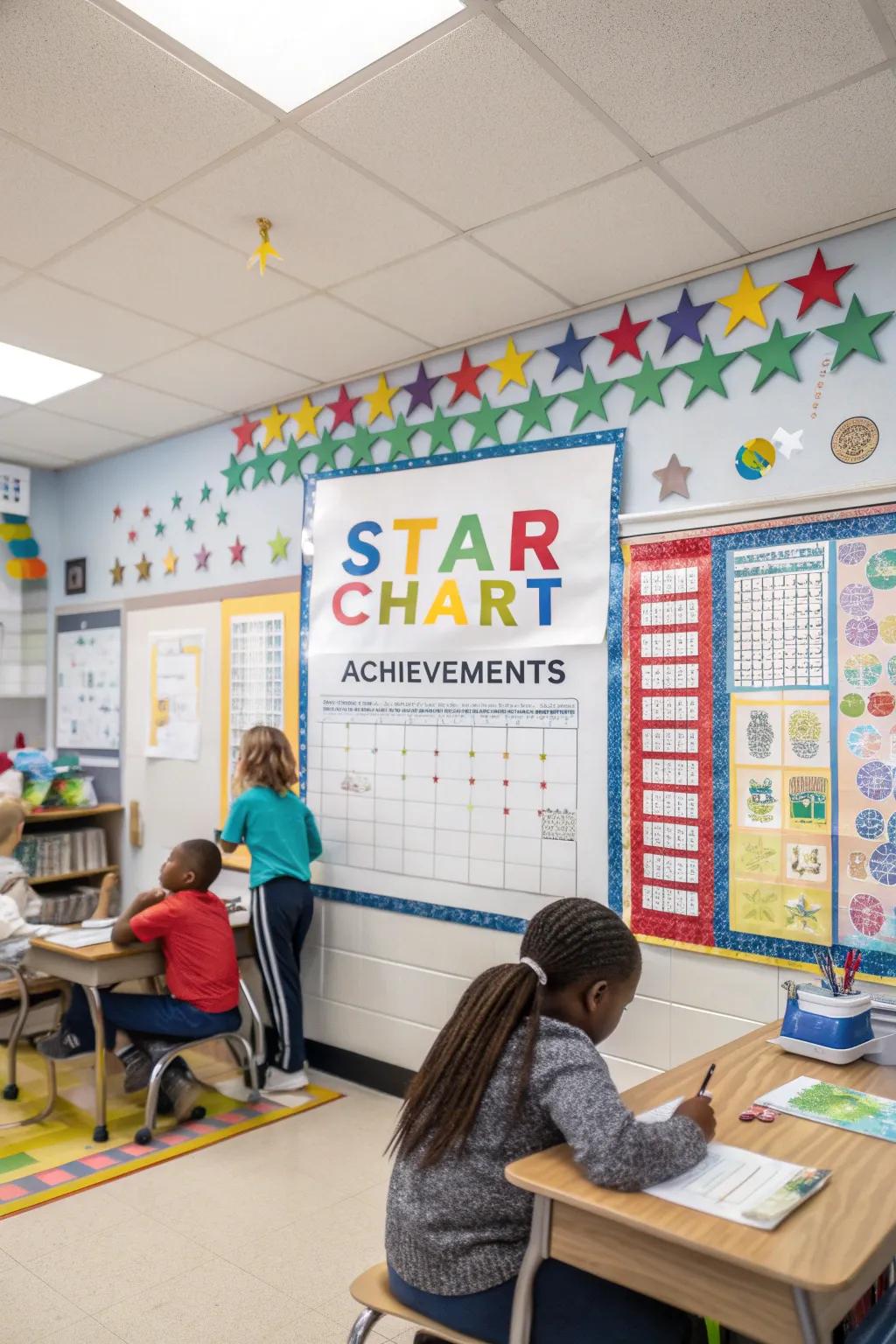 A progress showcase featuring a star chart for learner recognition.
