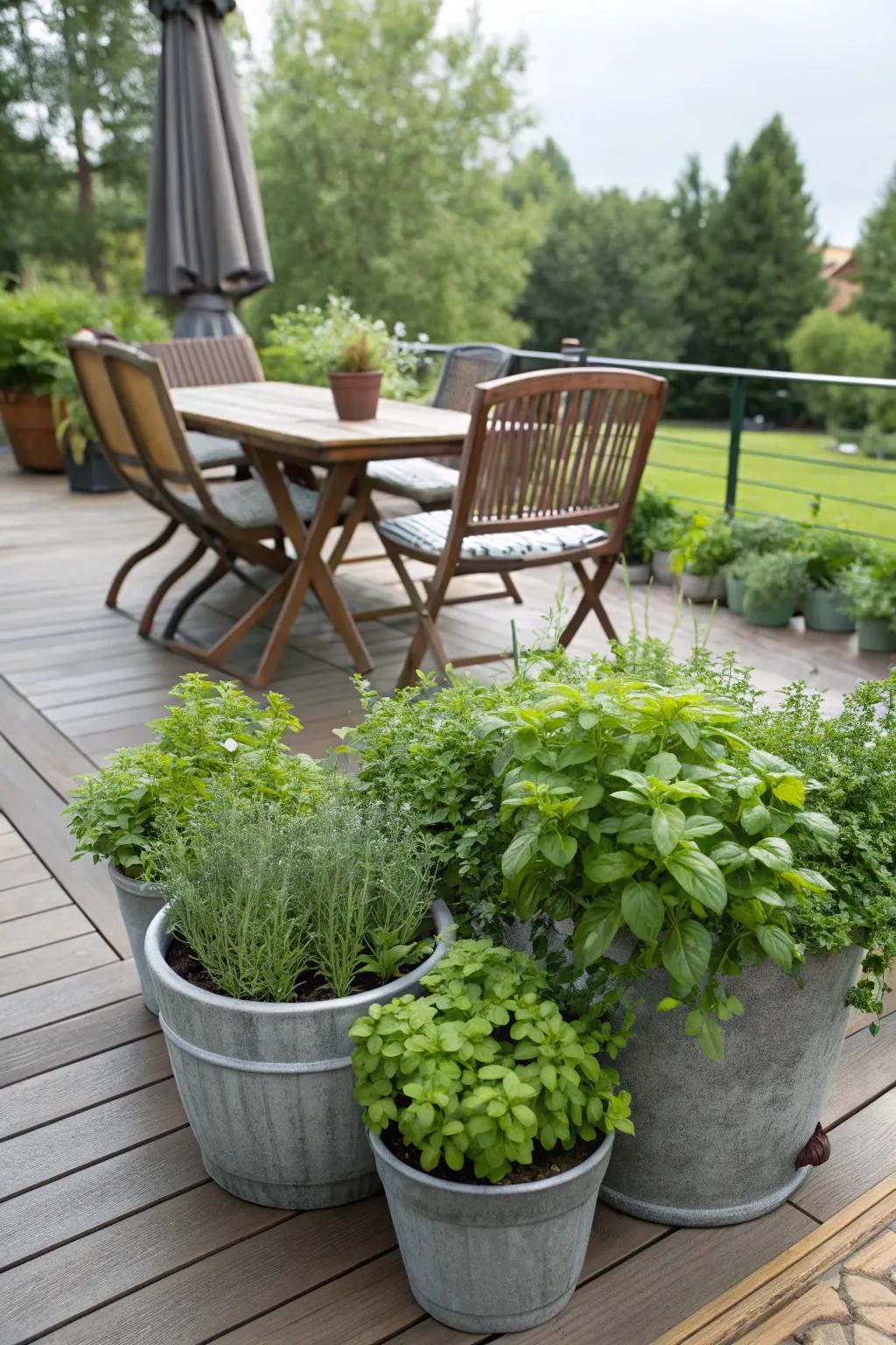 An herb garden close by enhances your culinary creations.