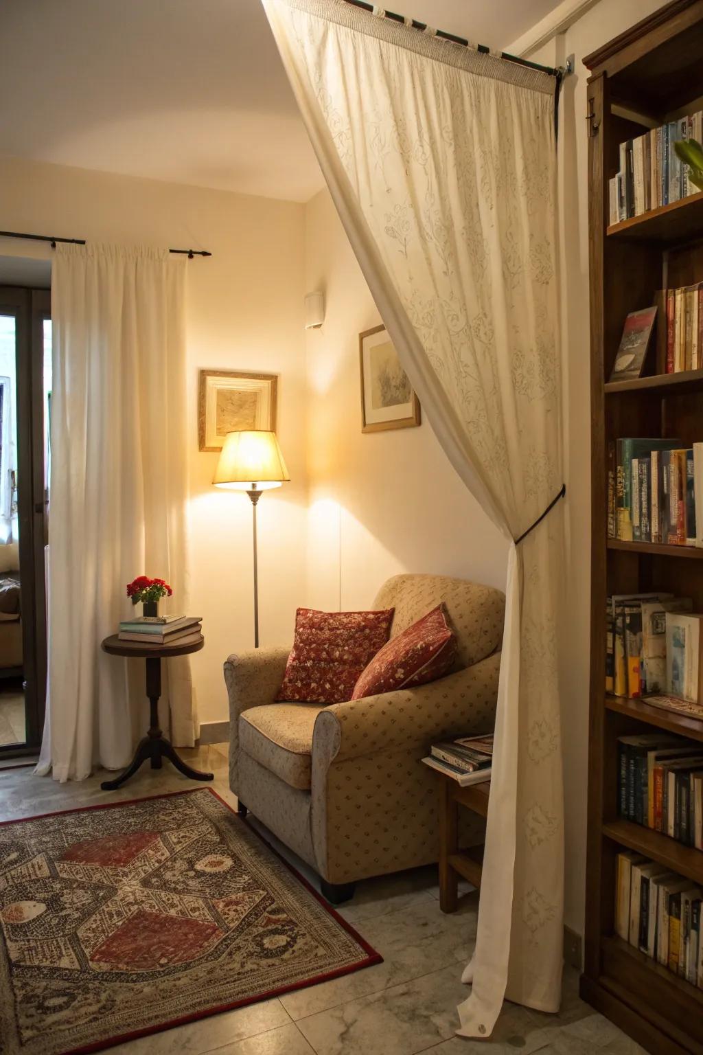 Curtains delineate spaces while keeping them open.