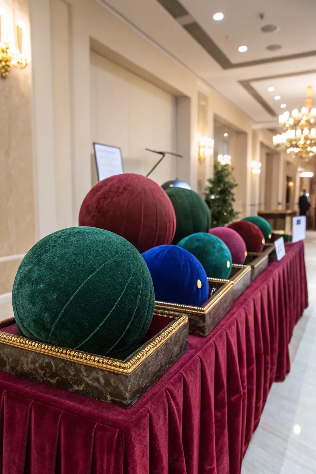 Velvet-encased orbs contributing an opulent sensation