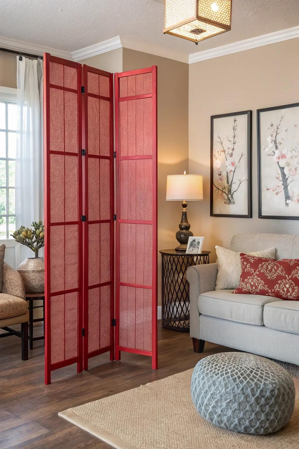 Bold colors in dividers can dramatically transform spaces.