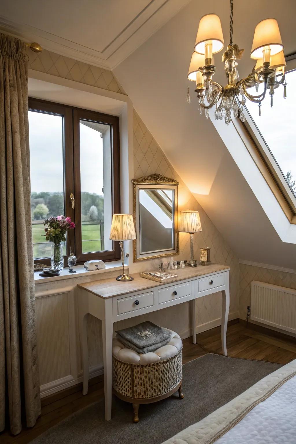 A fashionable dressing area to indulge in self-care.