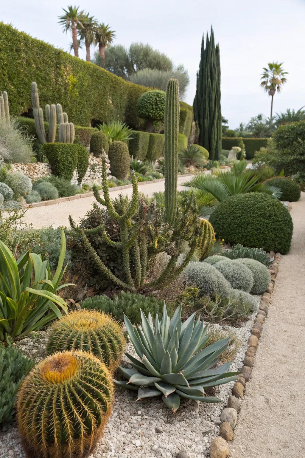 A visually engaging garden showcasing a diversity of textures and forms.