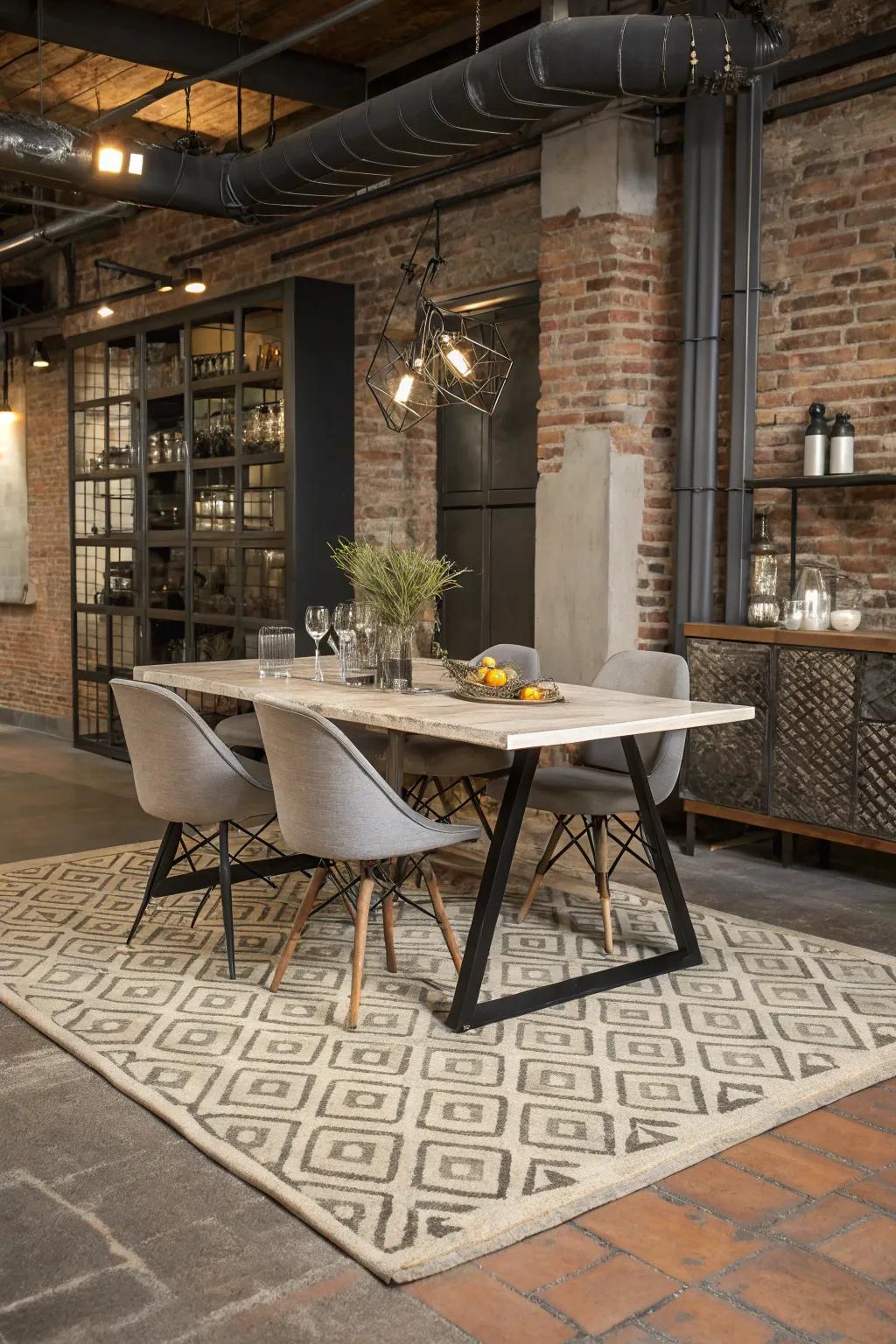 Add urban charm with a rug influenced by industrial design.