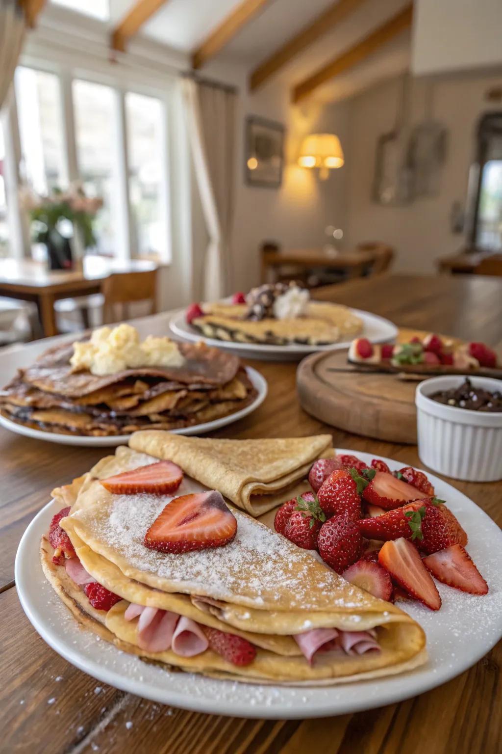 Crepes propose a versatile and delectable dinner venture.