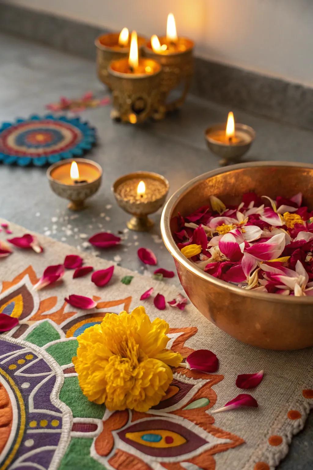 Scented blossom bowl add an aromatic and celebratory element to the table.