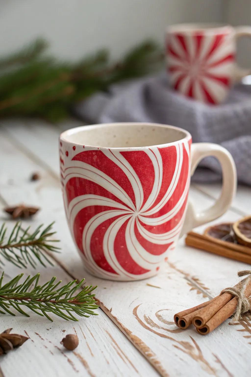 This holiday season, enjoy a stylish drink from a chic mint whirl mug that perfectly combines minimalist design with holiday cheer!