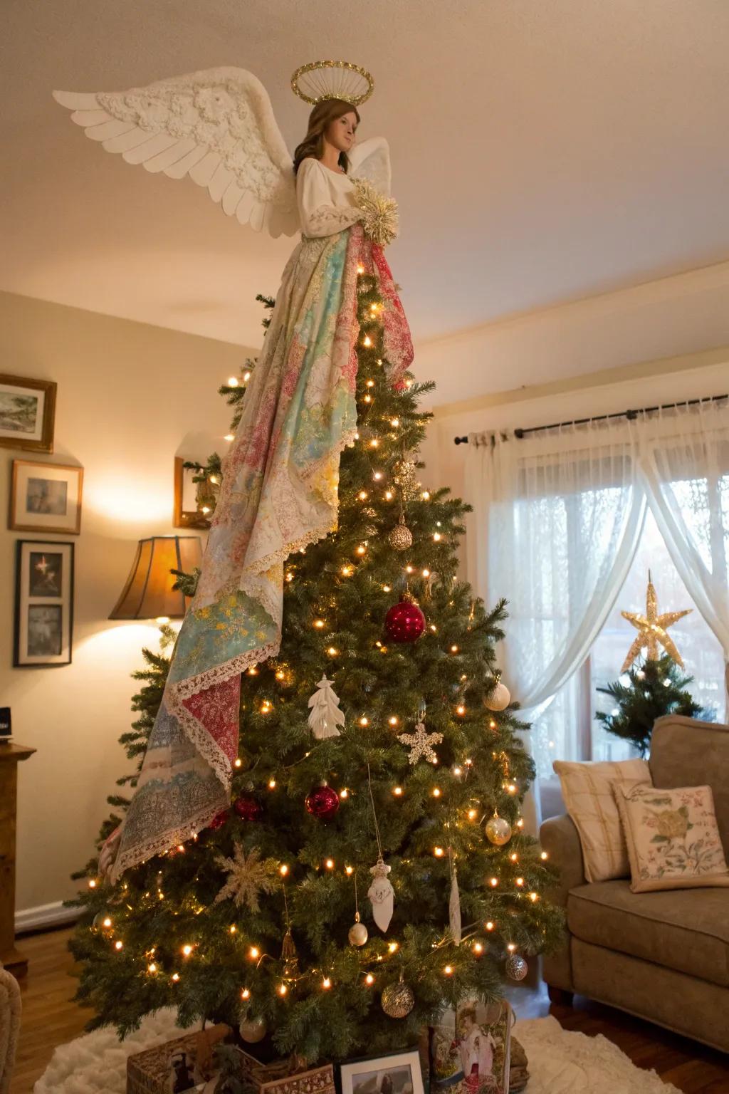 Delicate allure with a handcrafted angelic figure topper.