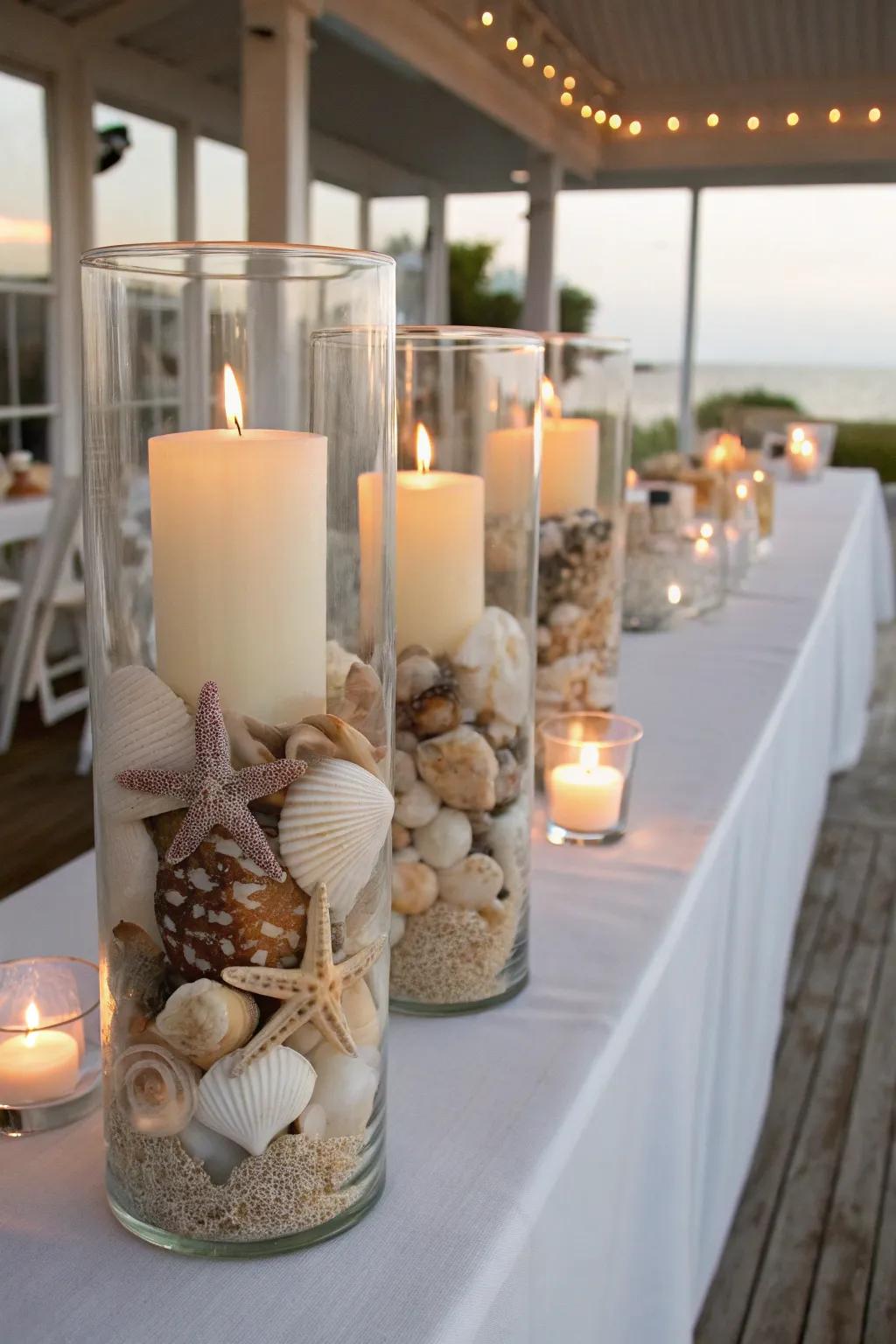 Bring the beach to your wedding with 'Seaside Shell' centerpieces.