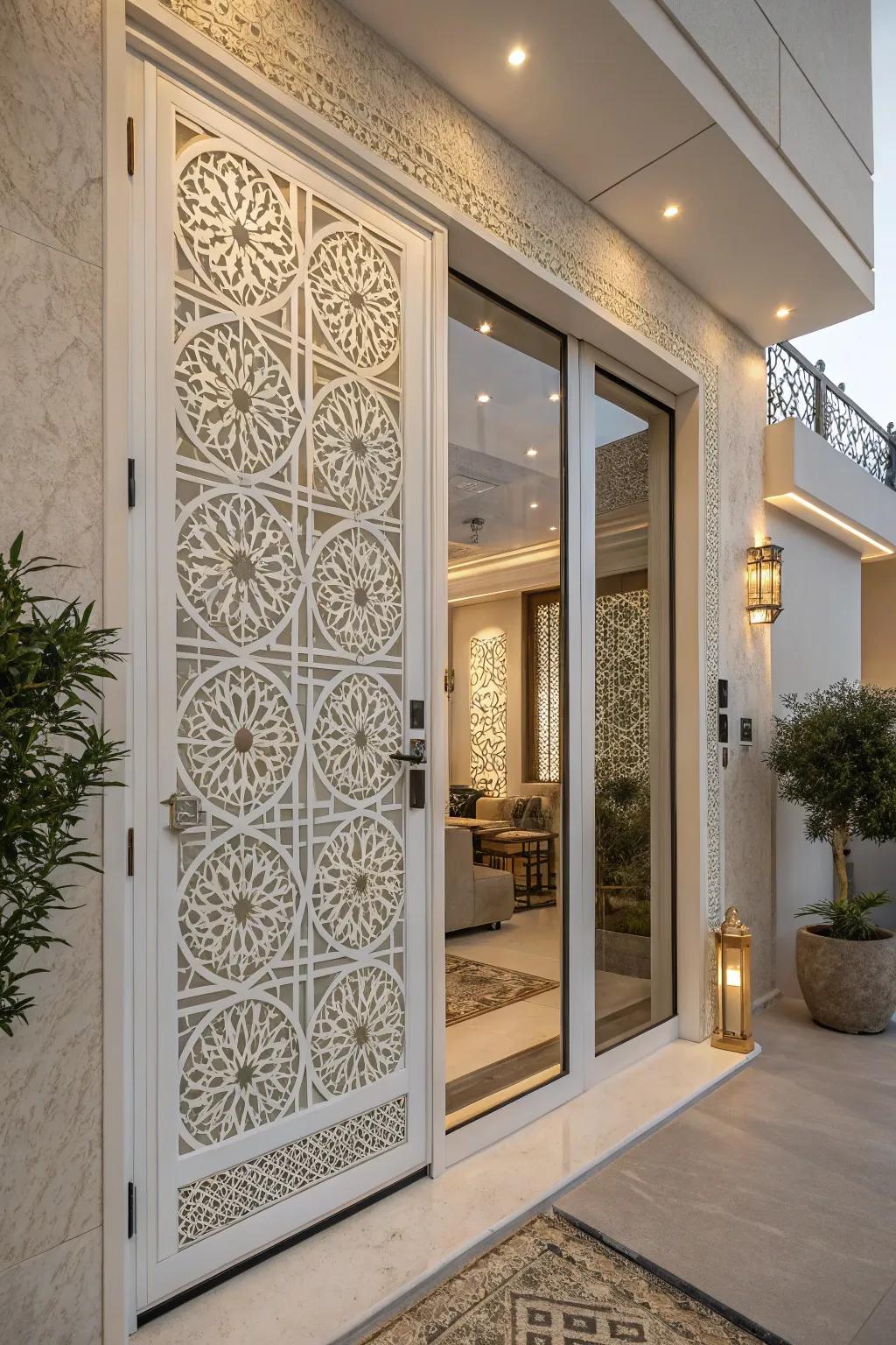 Geometric patterns can transform a door into an artistic masterpiece.