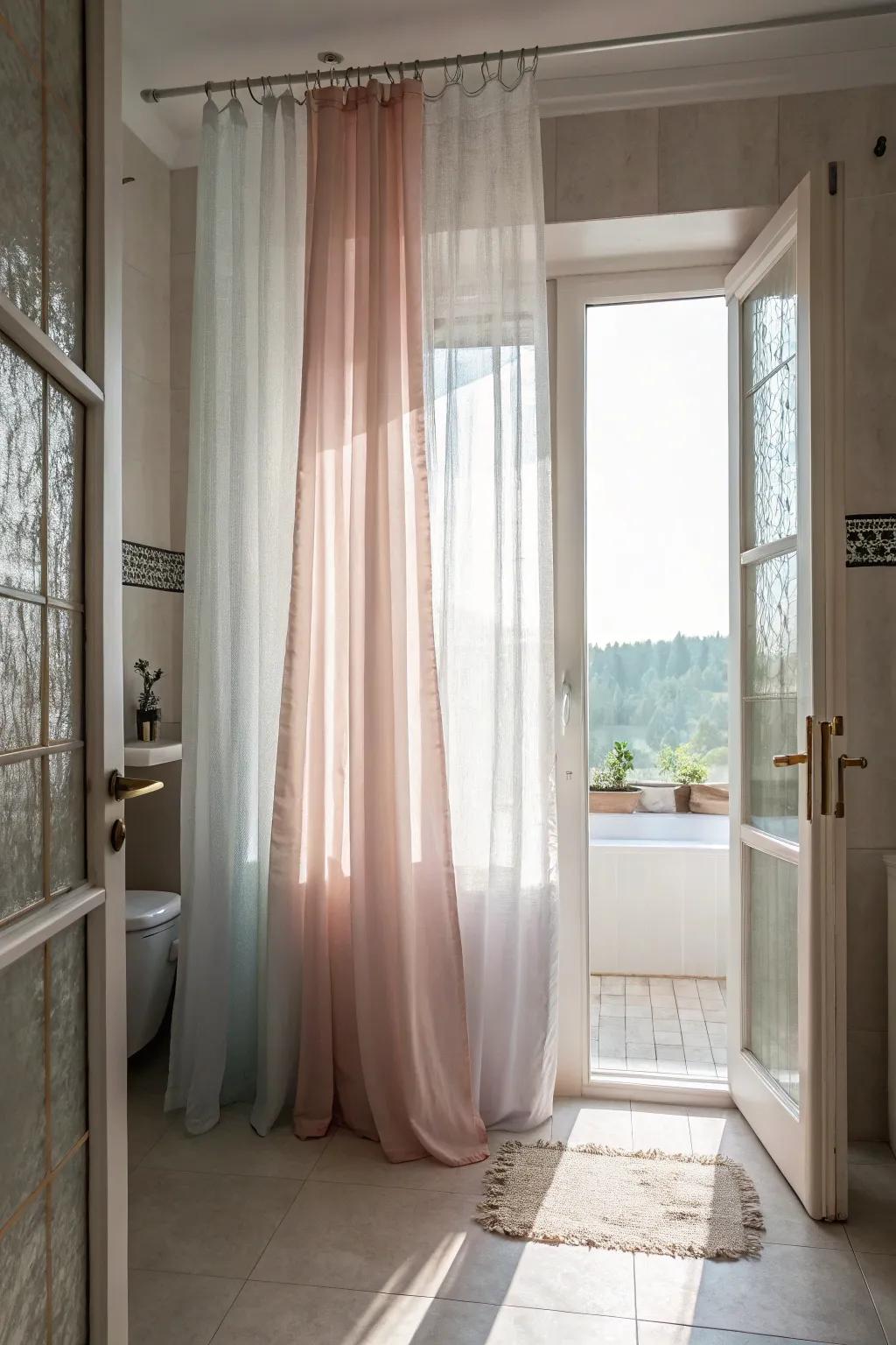 See-through drapes provide elegance and subtle privacy.