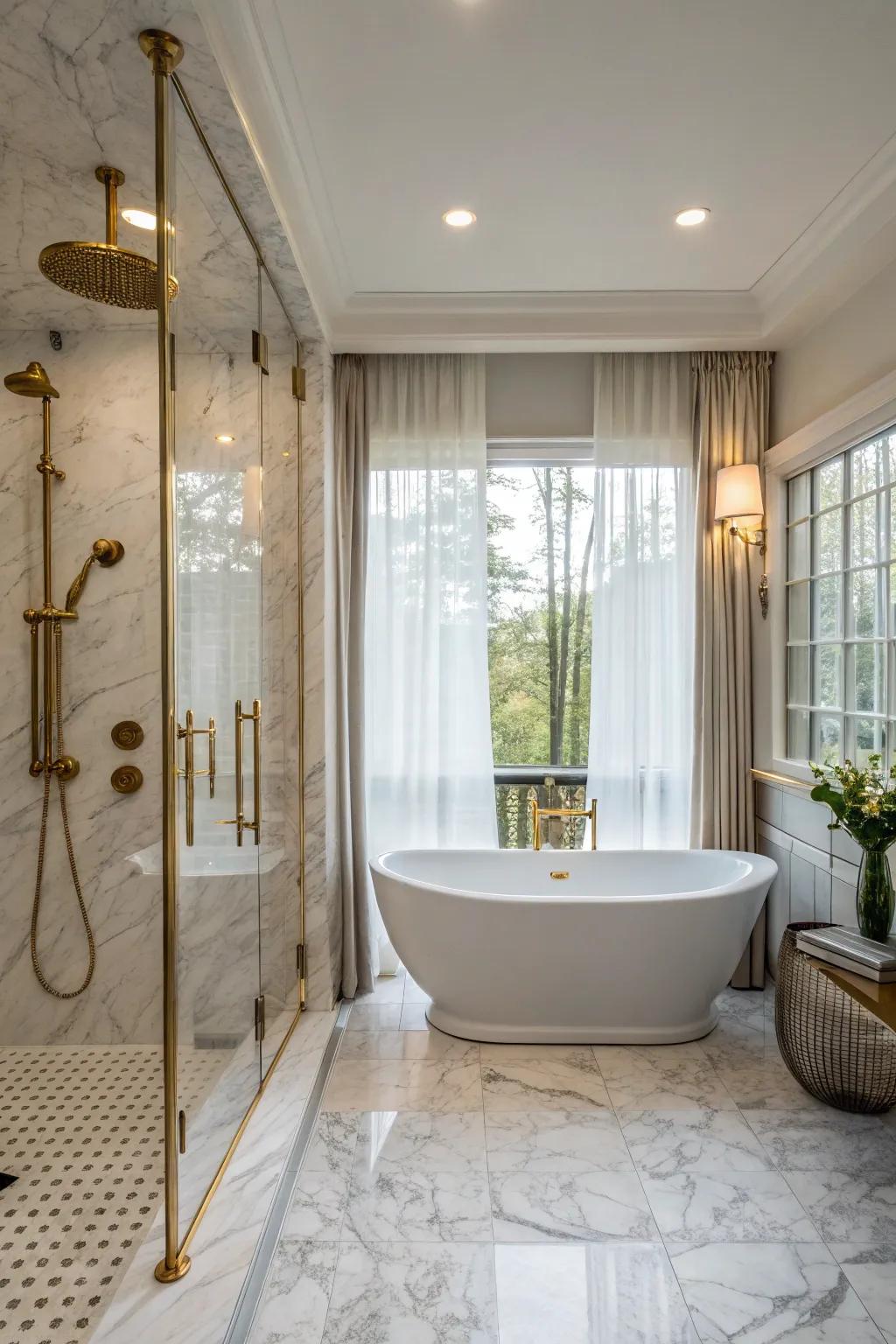 Combine luxury and functionality with a independent tub and dual shower.