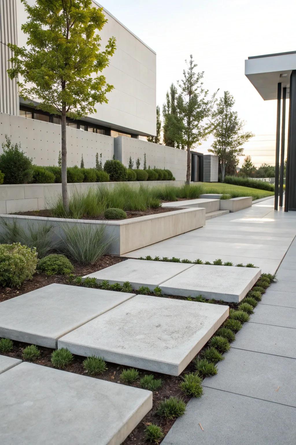 Minimalist concrete slabs for a contemporary accent.