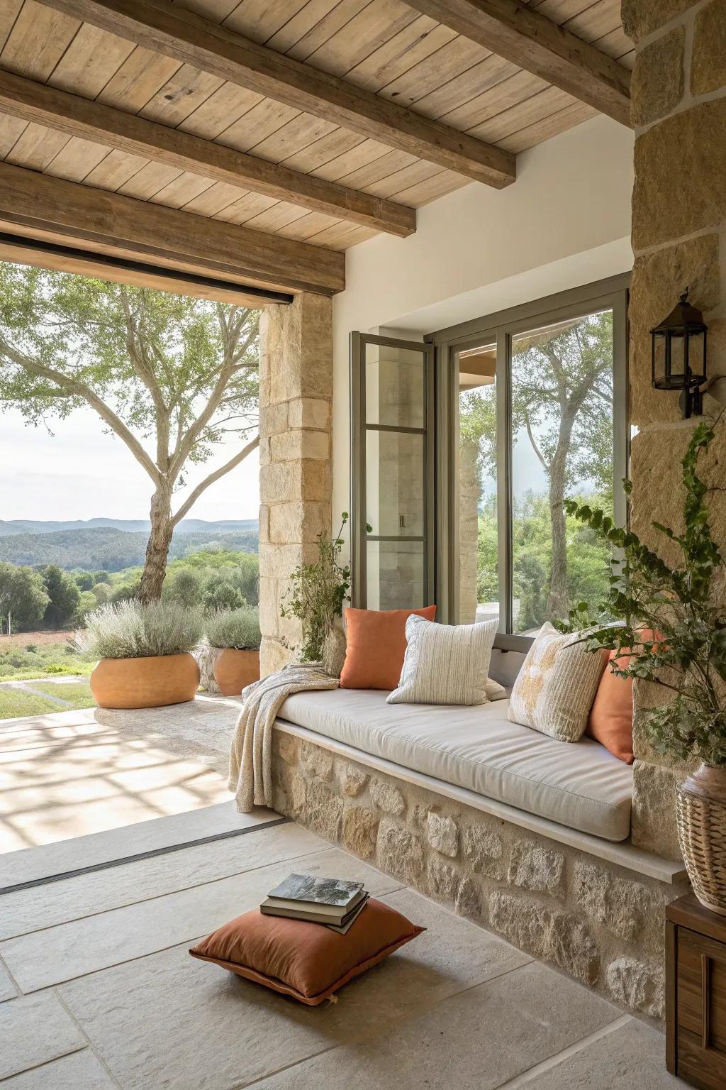 Soften the divide between inside and out for a balanced space. 🌿 #SeamlessLiving #IndoorOutdoor #EarthyVibes