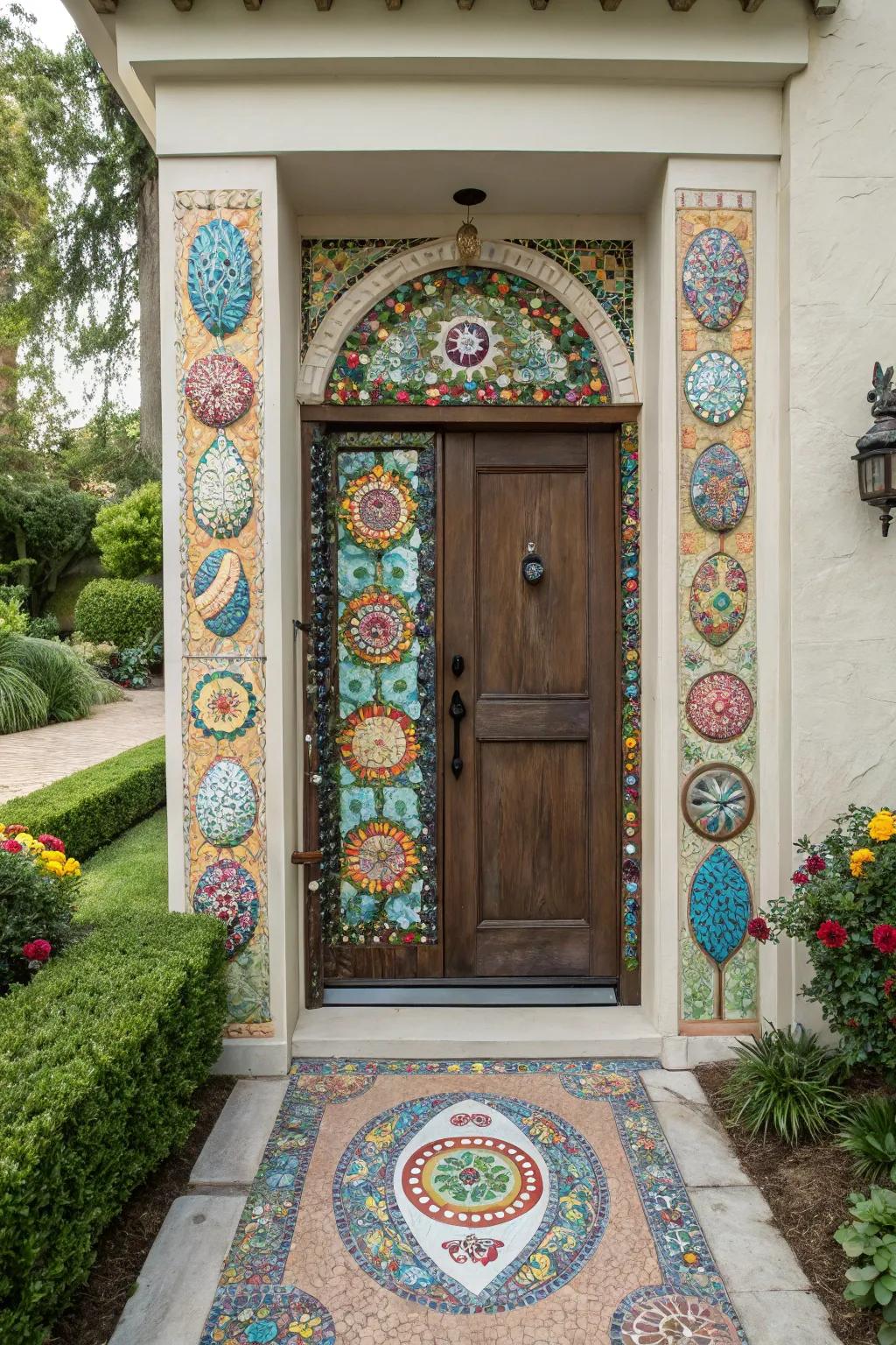 Cracked shell mosaic art delivers a distinctive and vibrant Easter decoration.