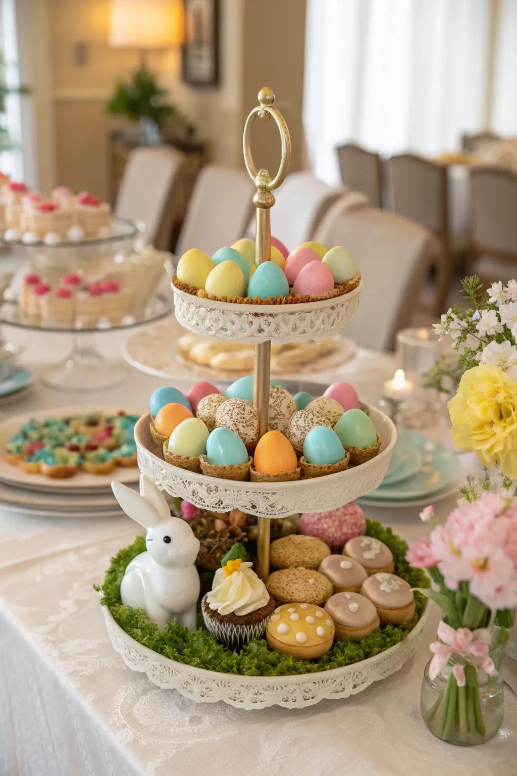 A sweet treat centerpiece enhances the table's beauty and pleasure.