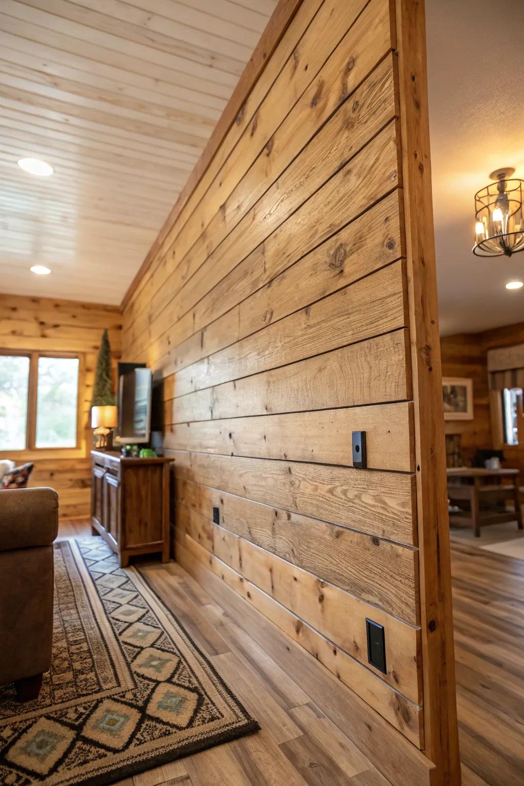 Lumber grain texture adds natural warmth.