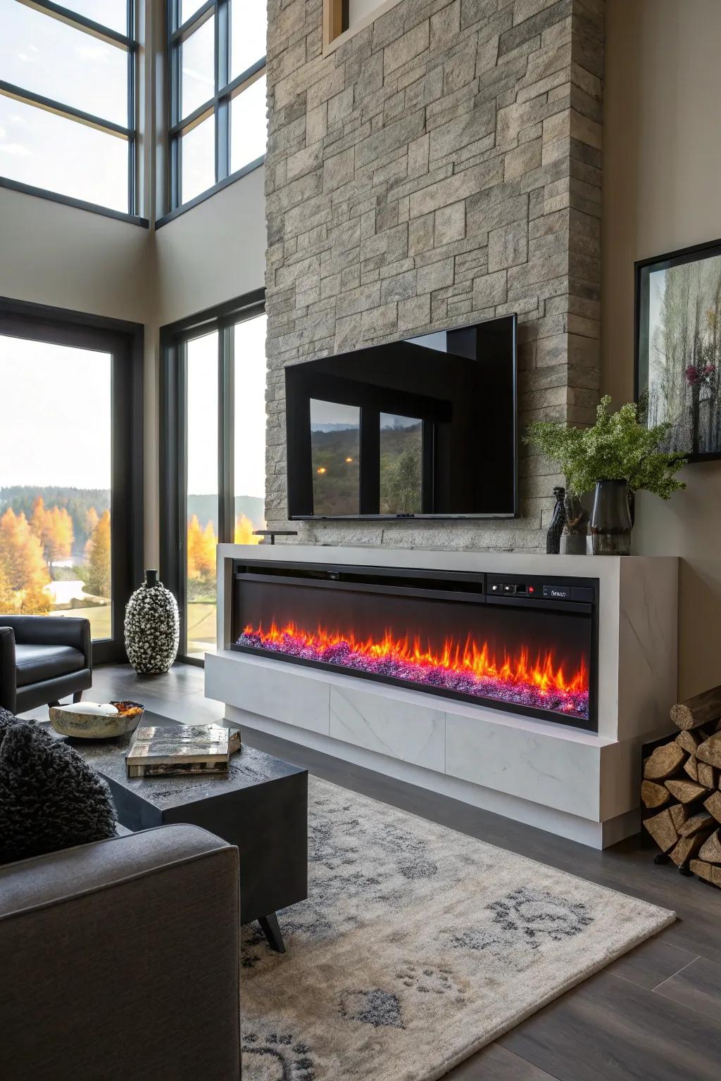 Vivid flames that inject a playful ambiance.