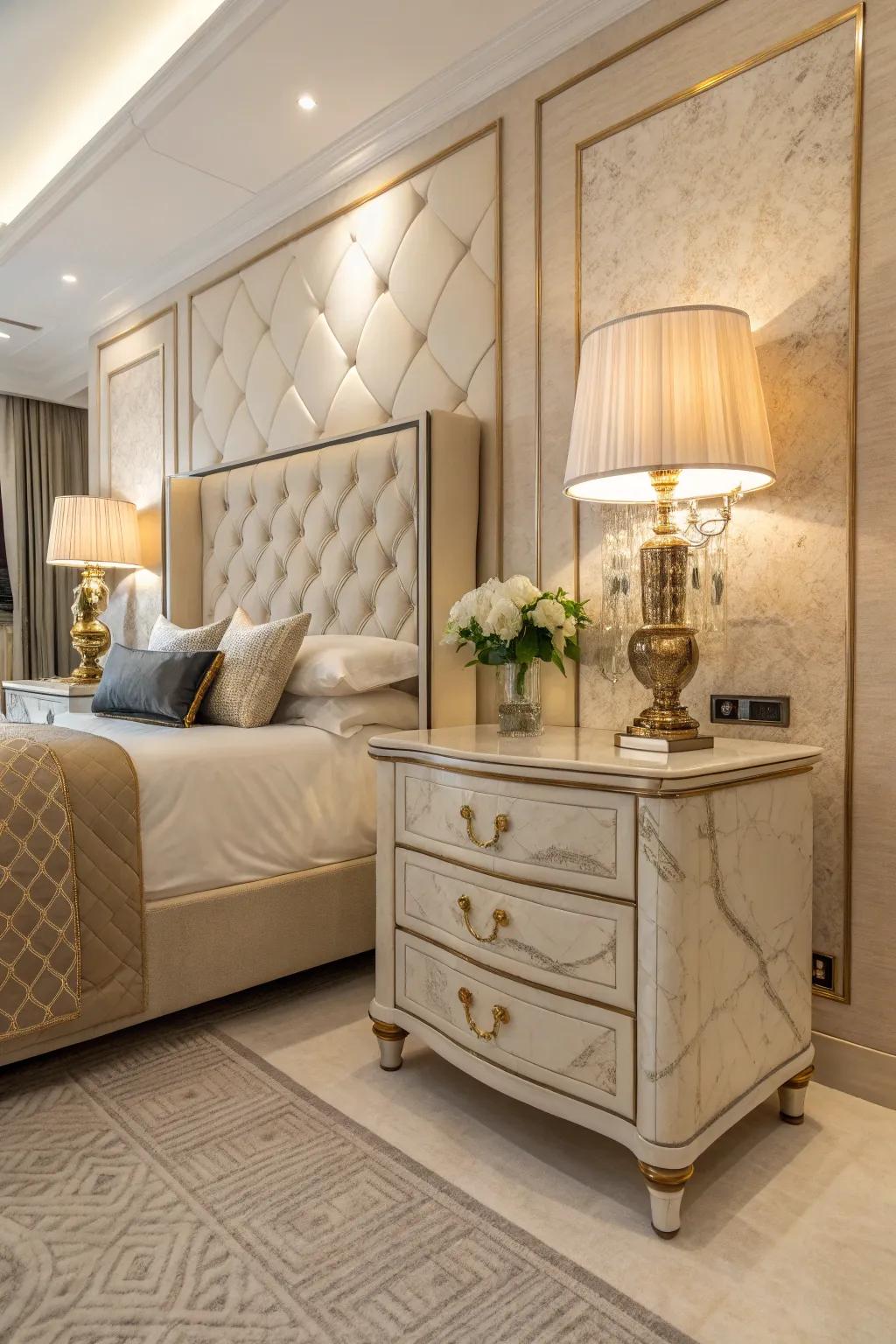Refined nightstands are both functional and voguish.