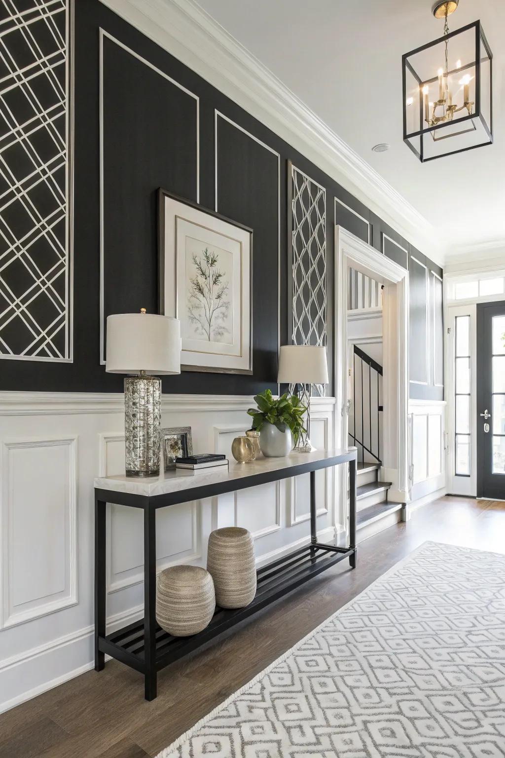 Embrace contemporary contrast with anthracite and snow.