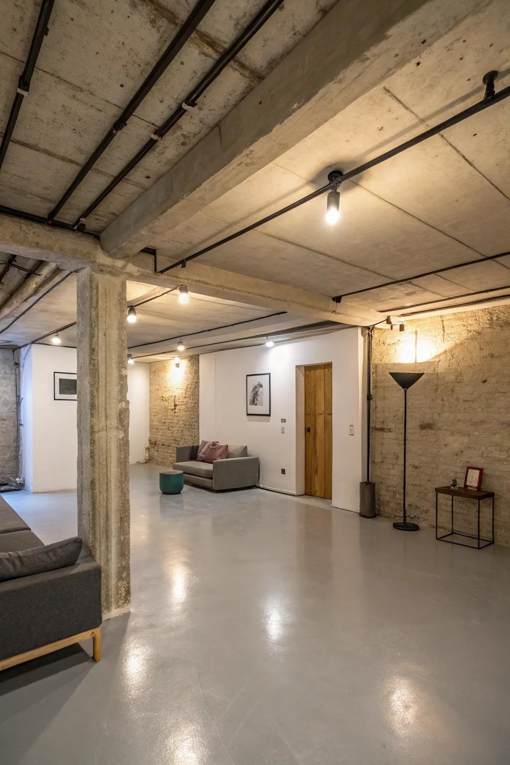 A sparse design lets the structural beauty of a bare ceiling take center stage.