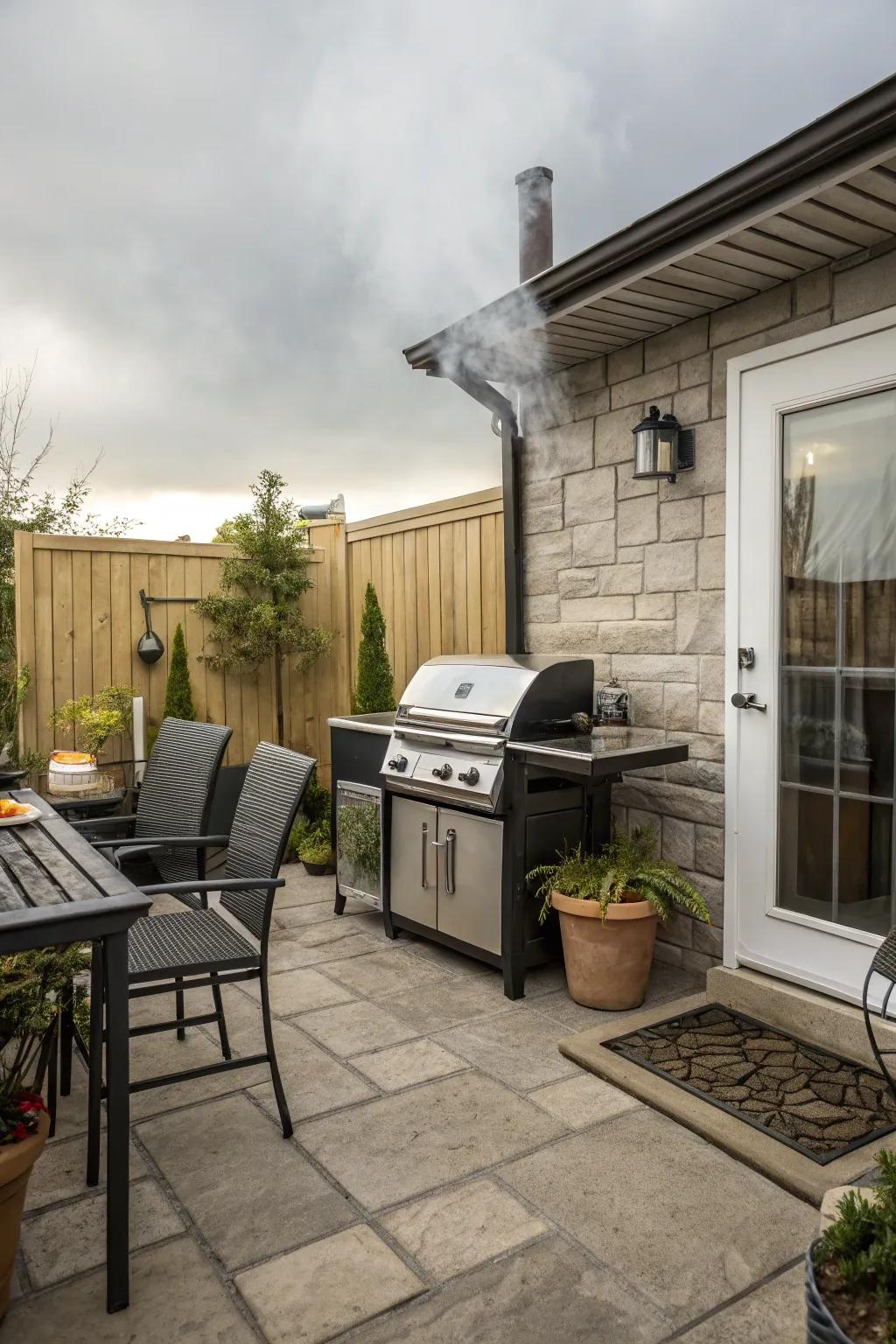 An outdoor cooking station ready for summer cookouts.