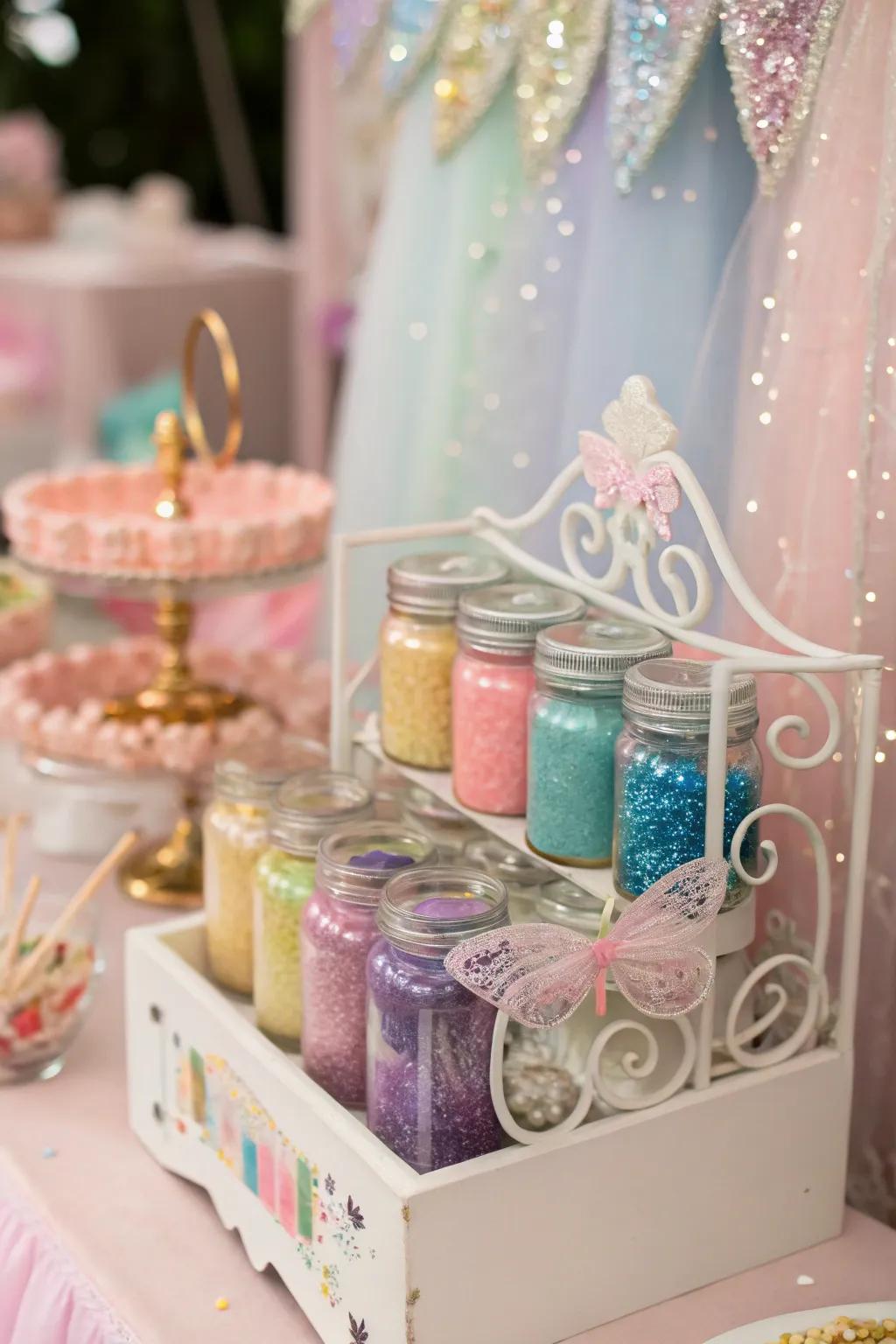A fairy sparkle station for designing magical keepsakes.