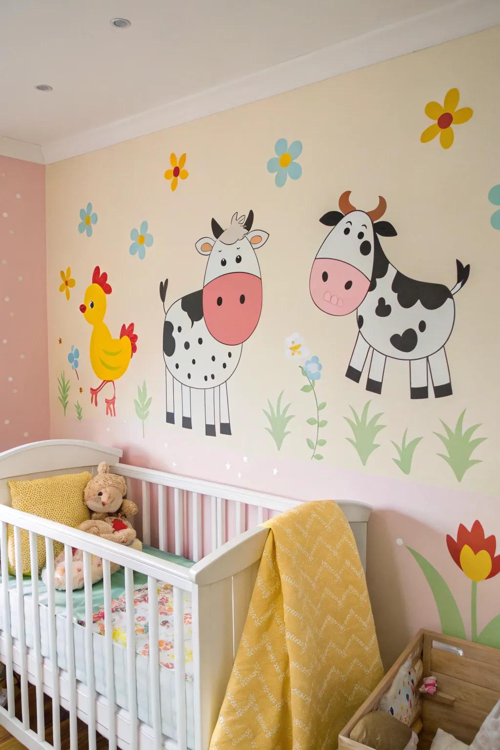 Wall stickers allow for flexible and creative nursery decor.