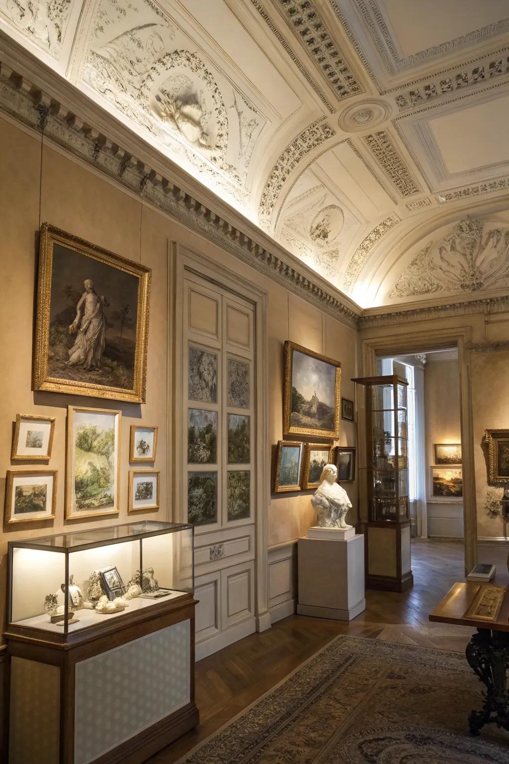 A gallery effect created with artwork framed by simulated trim.