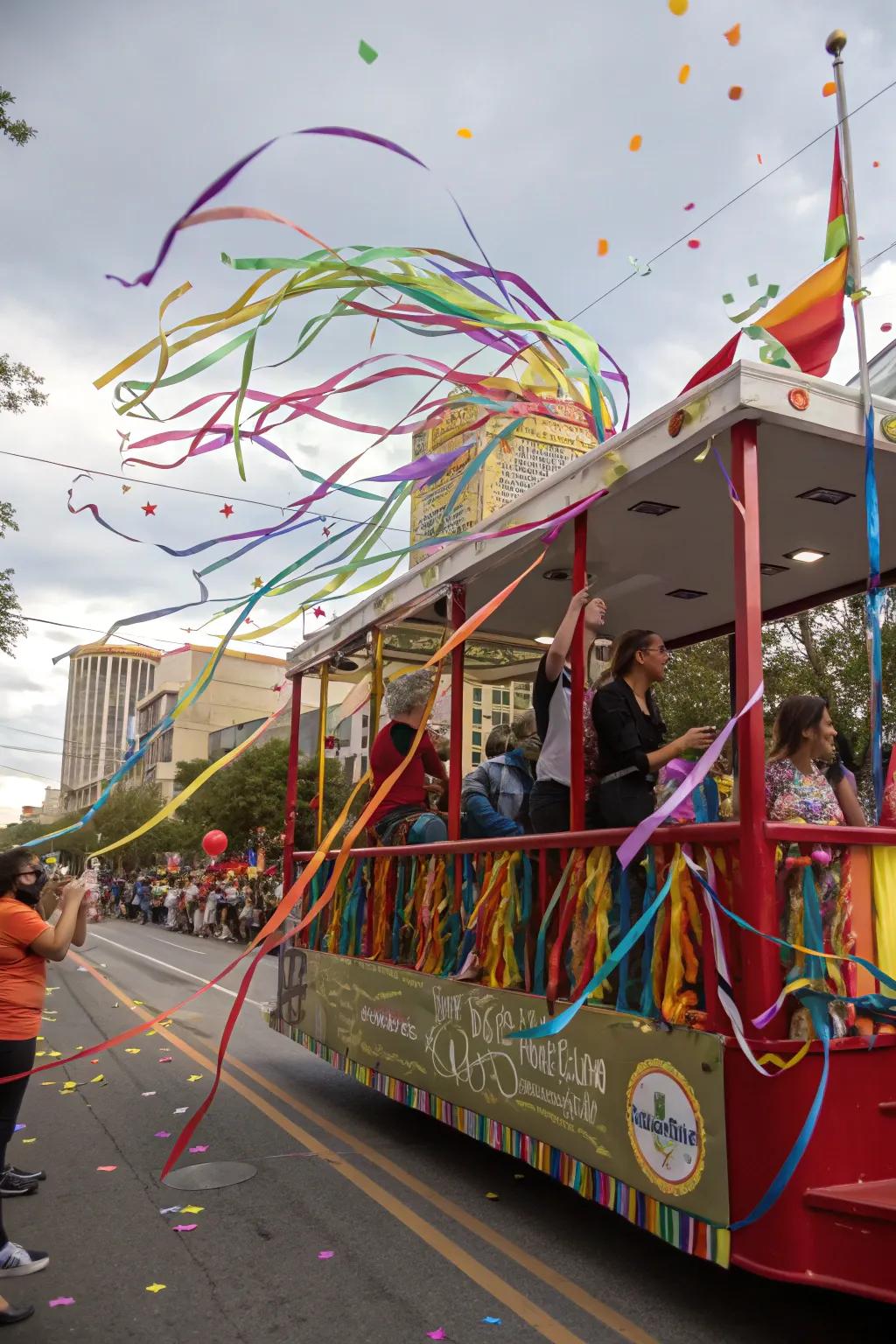 Ribbons creating a lively atmosphere.