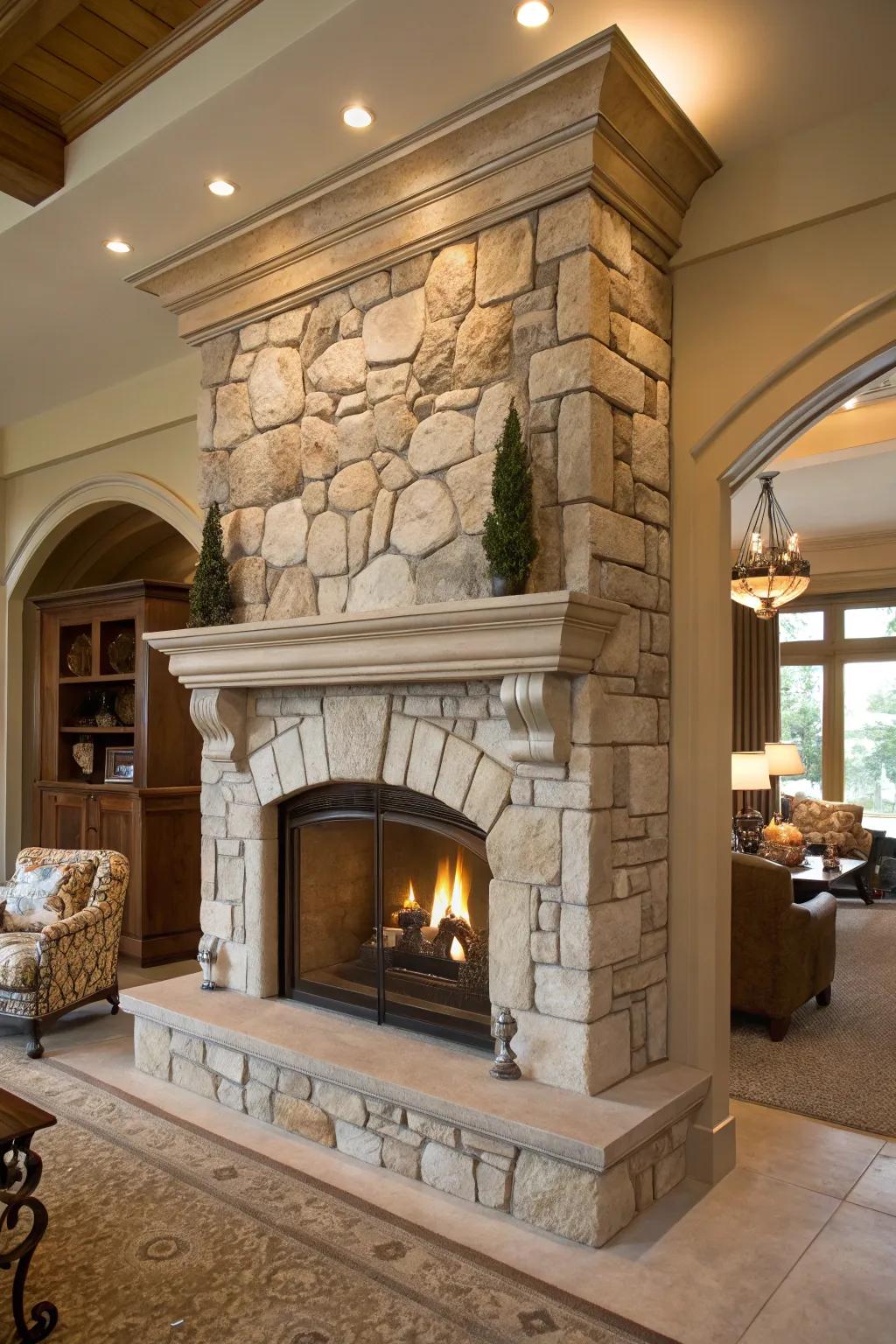 Stone surrounds add an elegant and timeless feel.