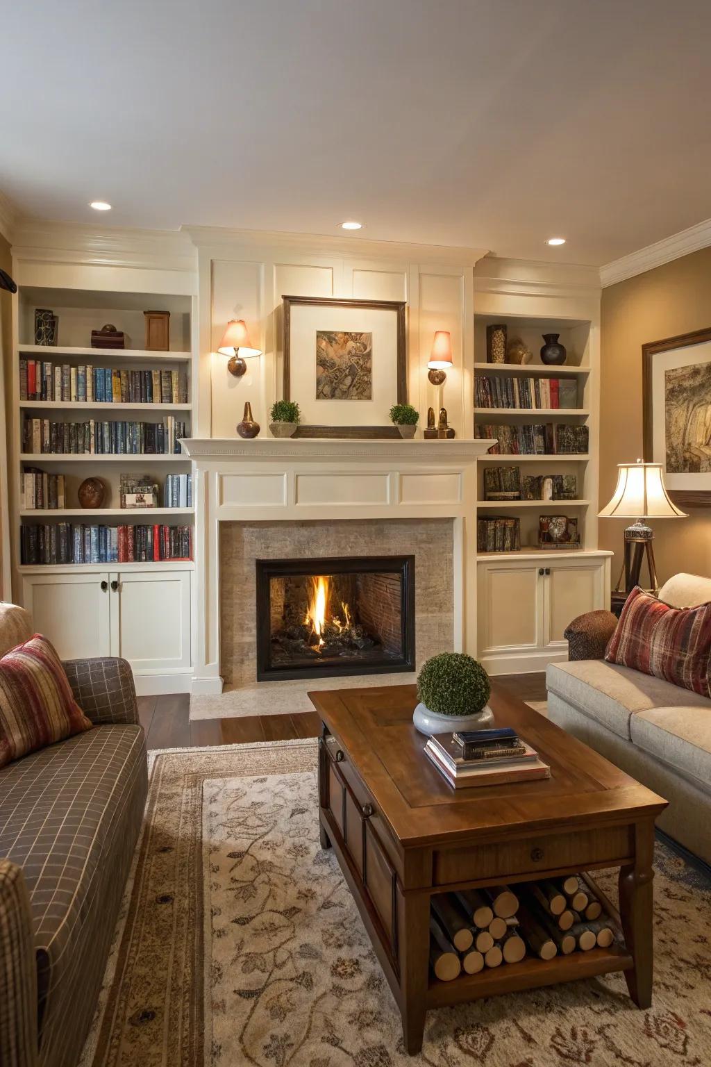 Custom storage introduces practicality and style.