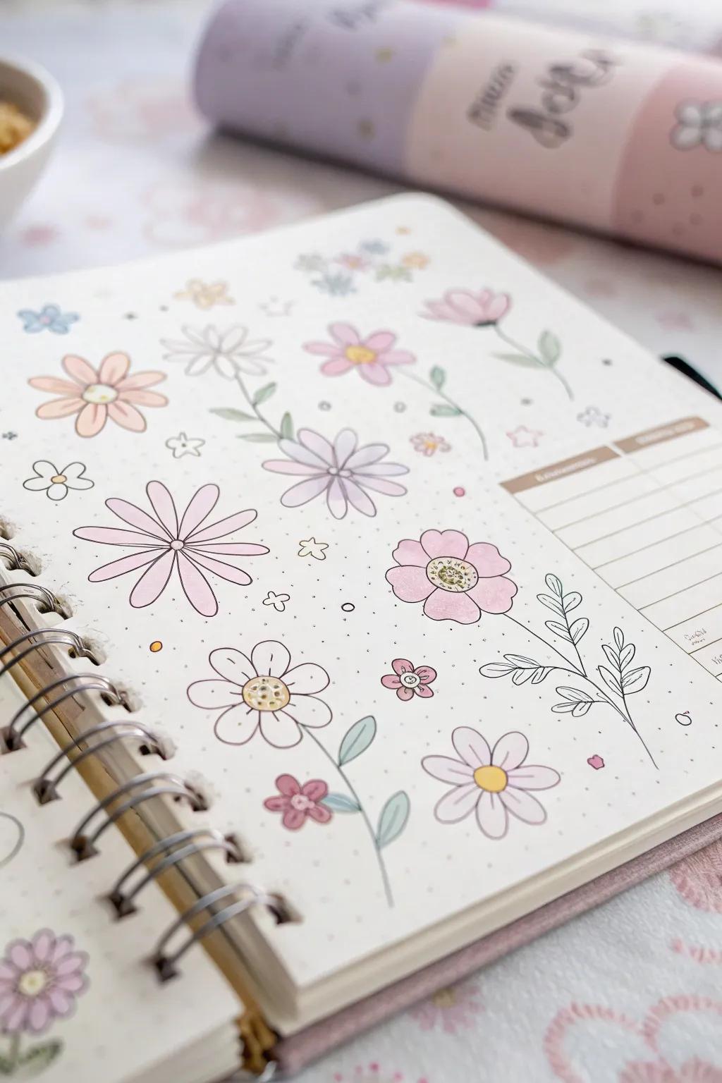 Drifting florals introduce a dreamy, ethereal atmosphere to your planner.