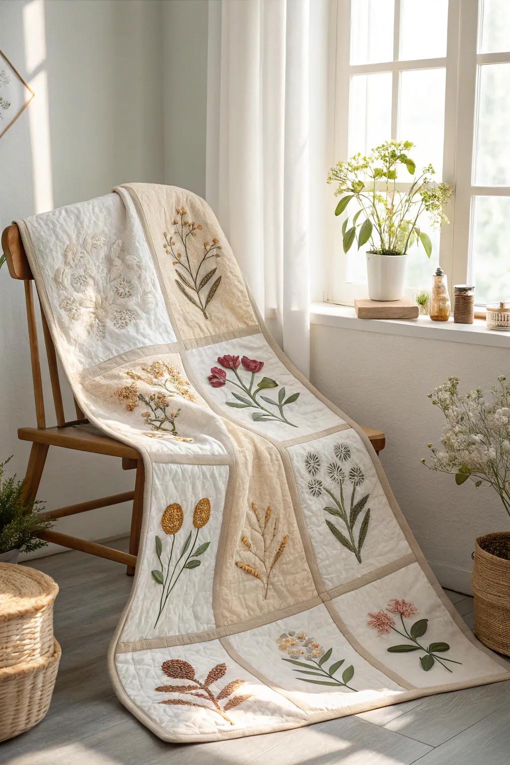 Embrace the elegance of nature with these stunning plant segment quilt patterns.