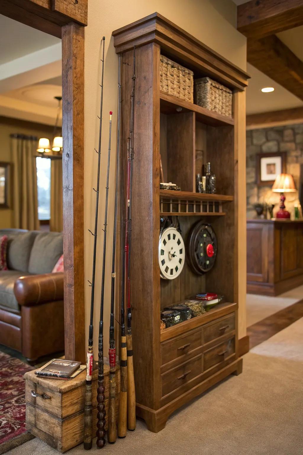 Angling-themed decor that blends style and functionality.