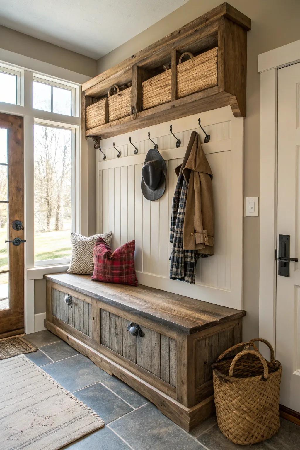 Built-in storage maximizes utility.