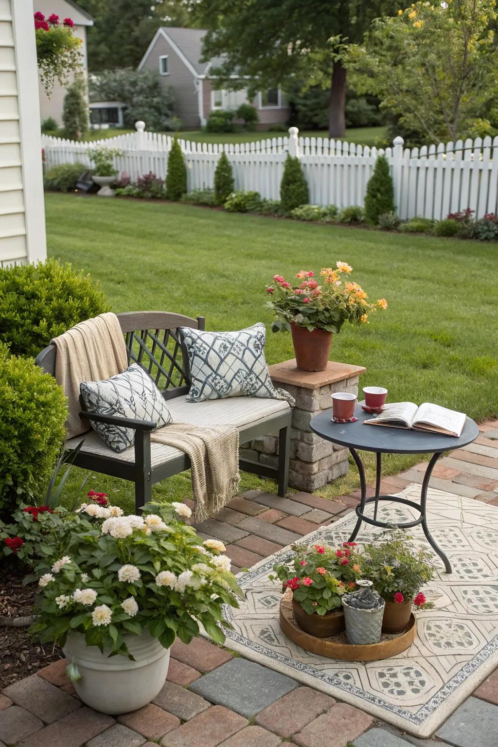 A seating area makes your front garden a welcoming space for relaxation.