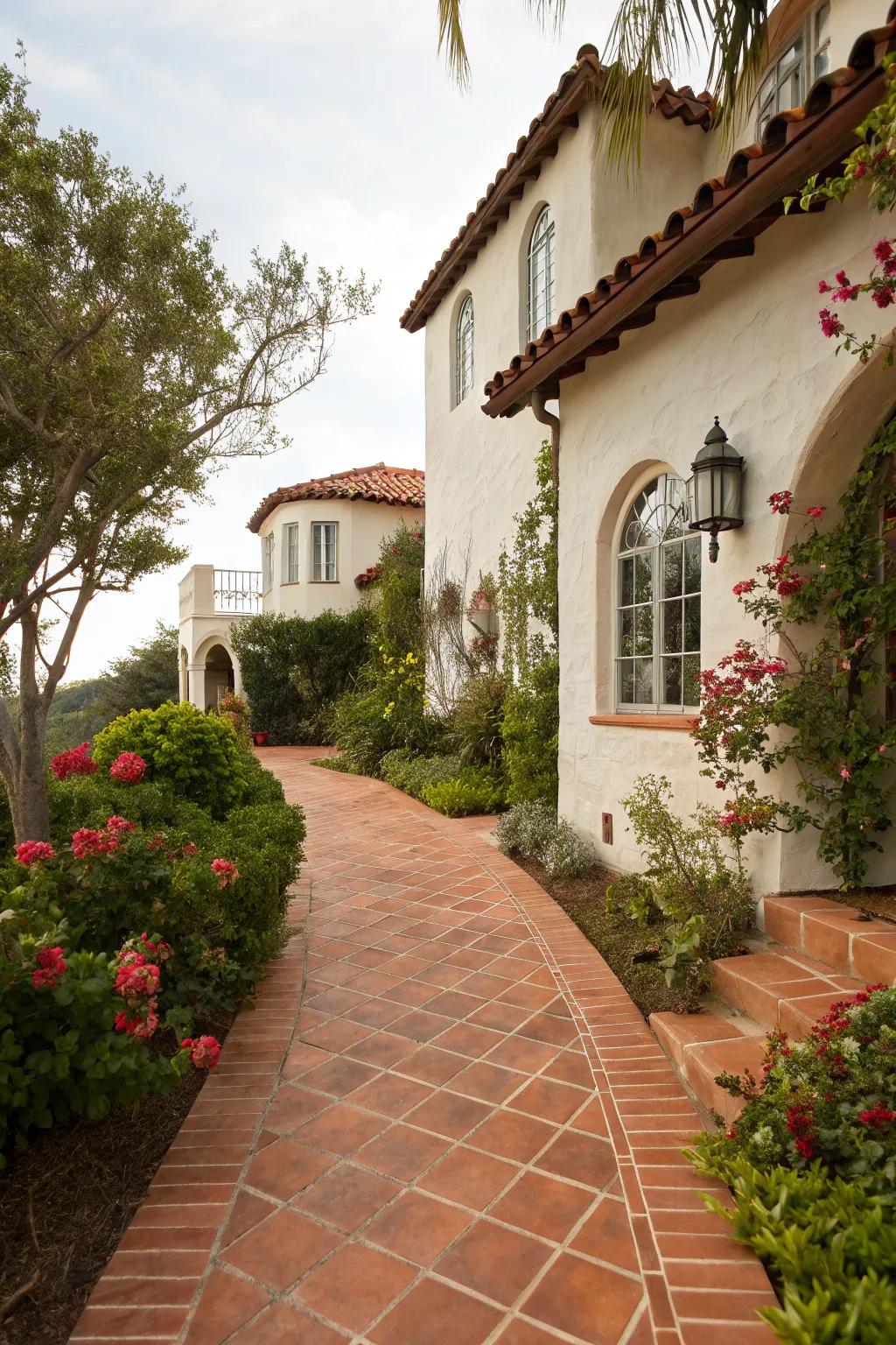 Earthstone pavers infuse your path with Mediterranean warmth.