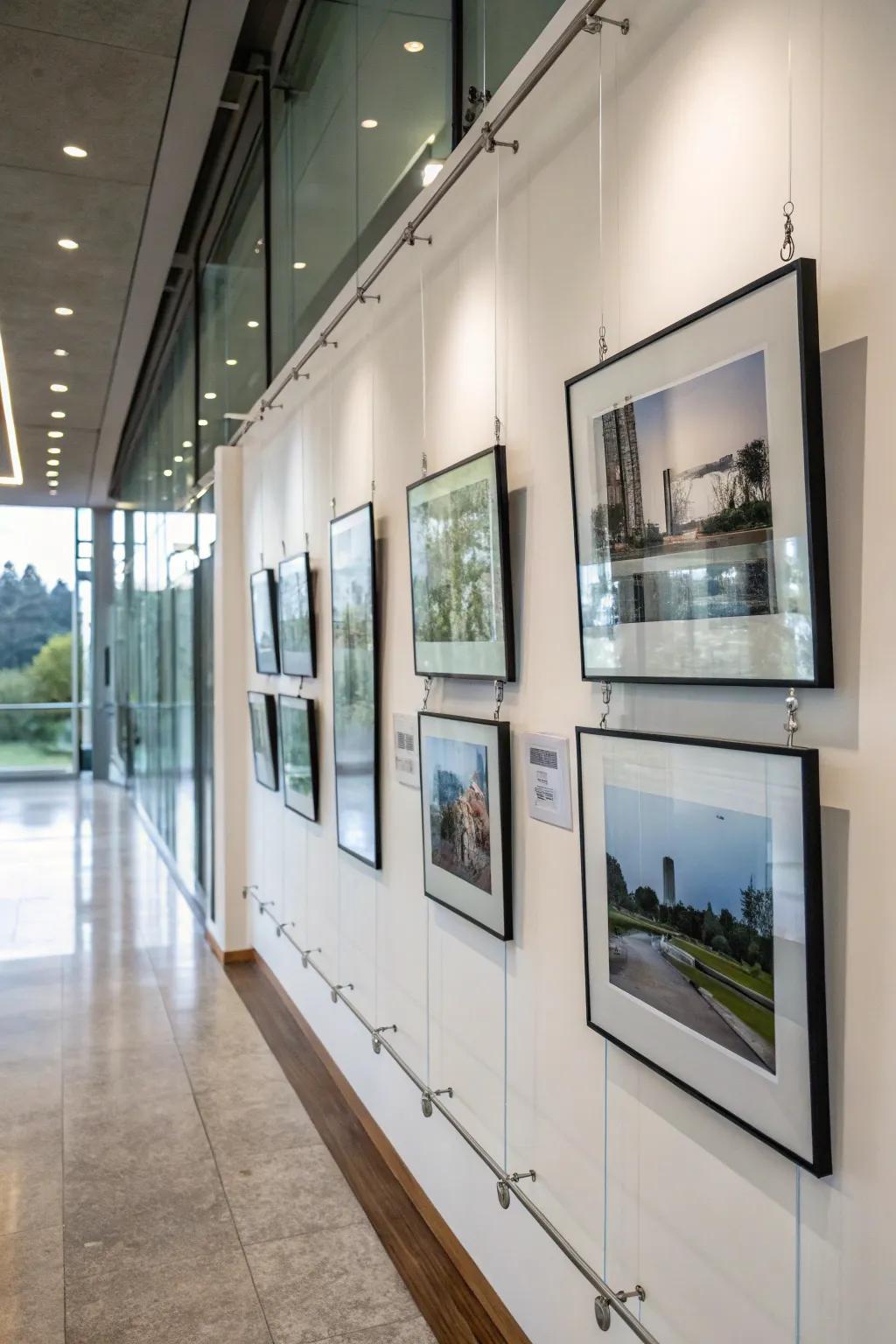 Suspended frames offer a polished and contemporary aesthetic.