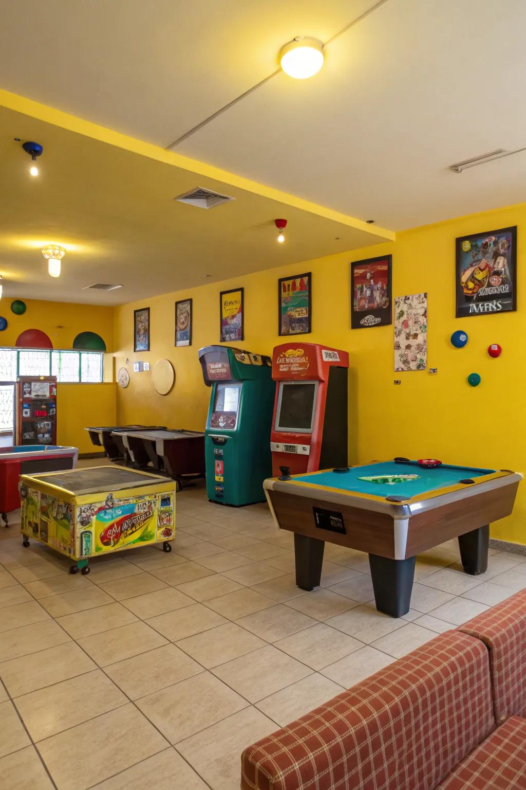 A game room with an energizing and cheerful vibe is made possible by the walls.