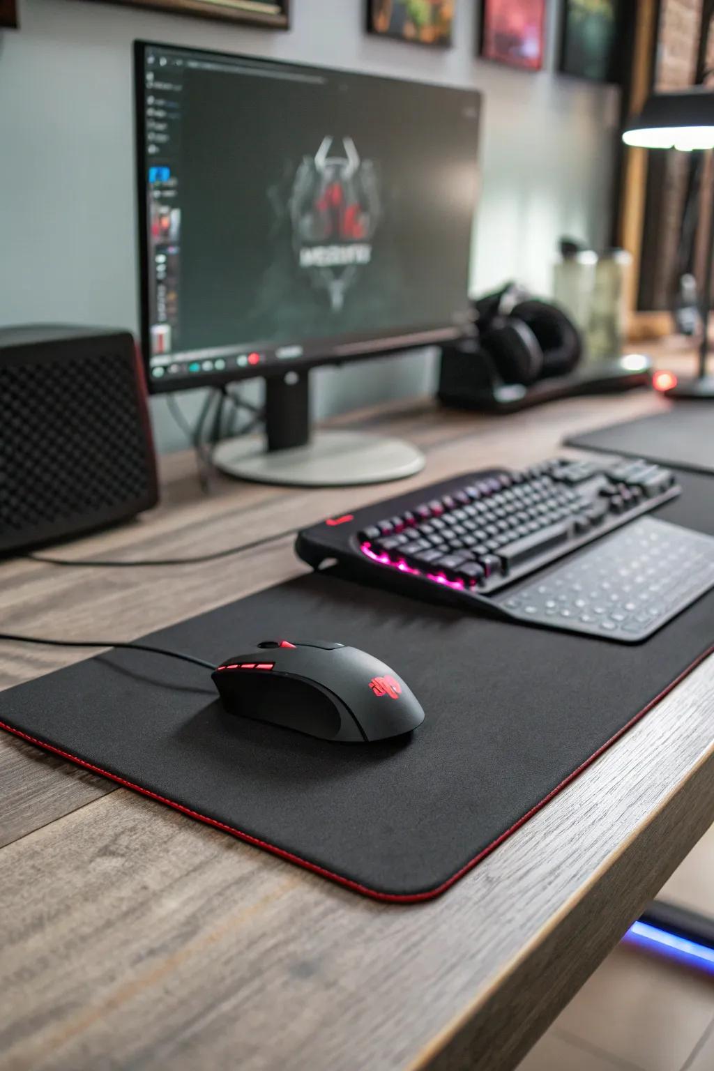 Large mouse pads enhance aesthetics and provide smooth functionality.