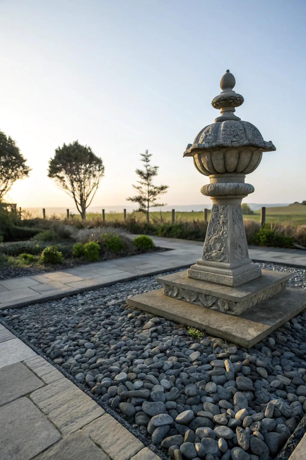 Make your garden art pop with a stone chipping base.