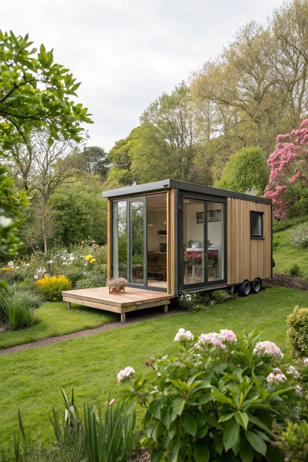 A movable garden office pod, offering the chance to switch locations in your garden.
