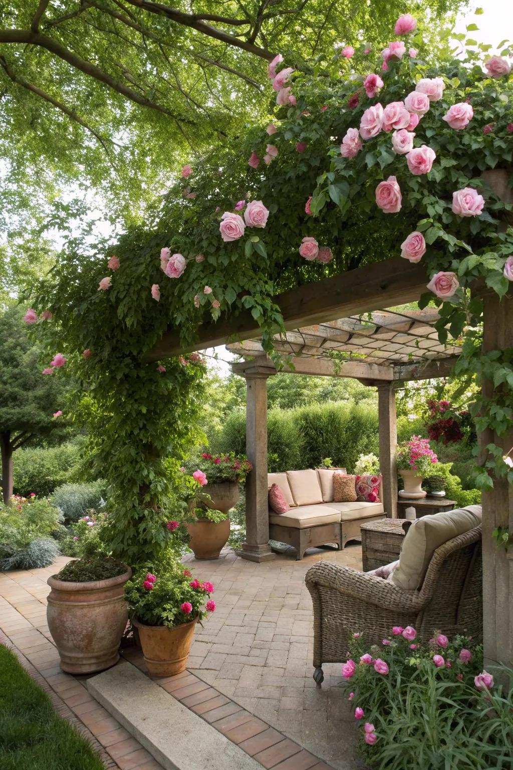 An enchanting perch infuses structure and splendor into the garden.