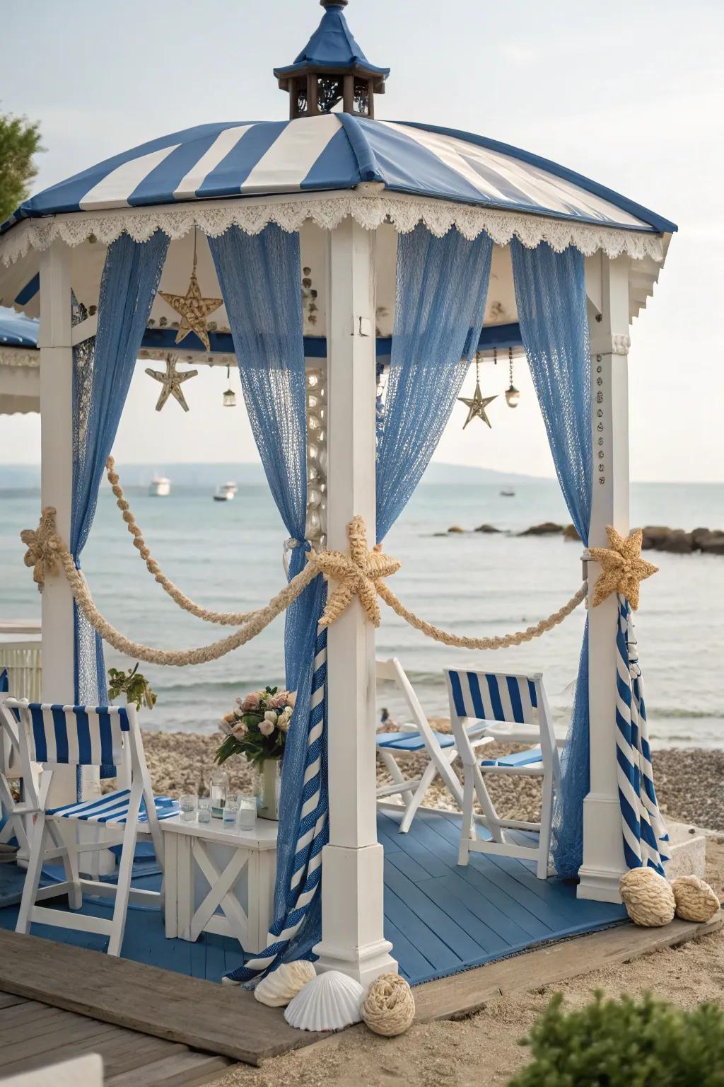 Coastal decor introduces a refreshing, beachy vibe.