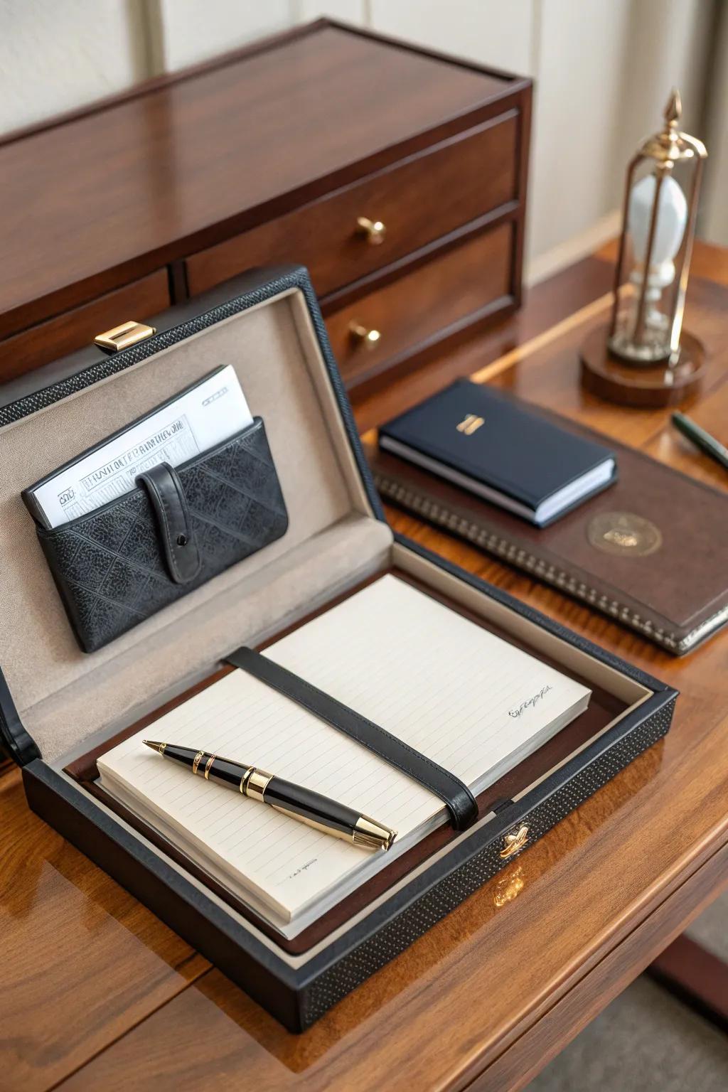 Enhancing note-taking with an elegant writing set.