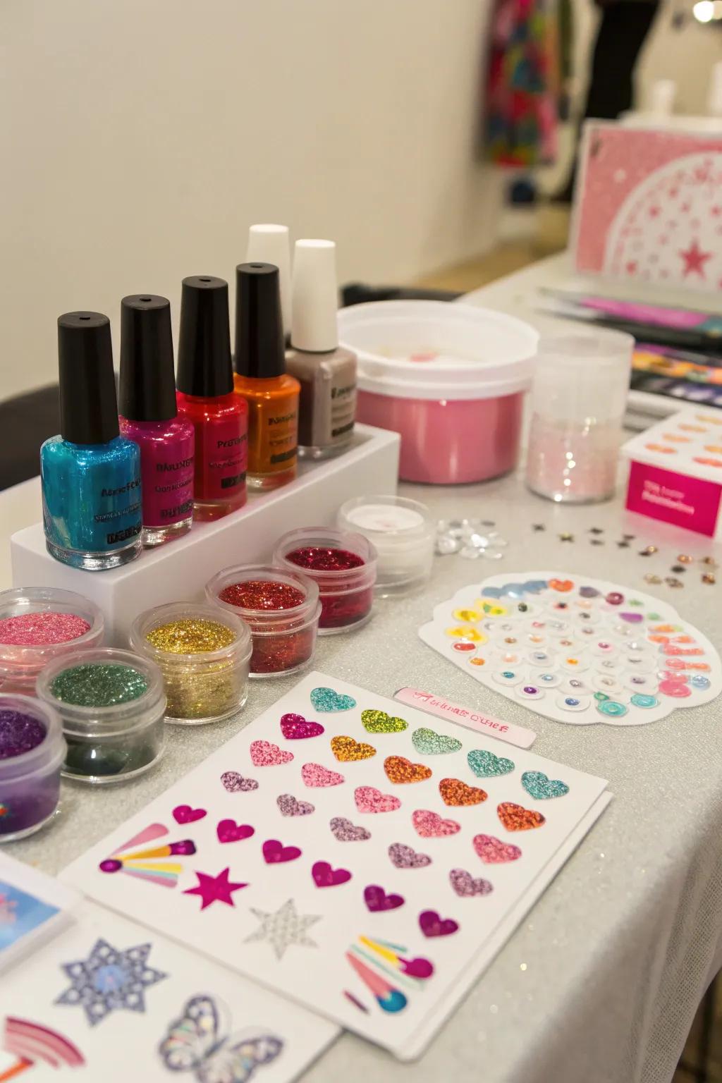 Shimmering nail artistry adds a glimmer to every spa day.